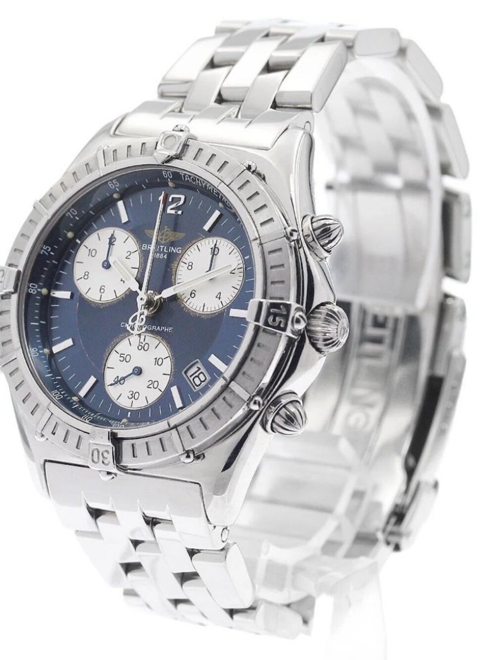 BREITLING Chronomat A53011 Date Navy / Silver Dial Quartz Men's Watch_961017